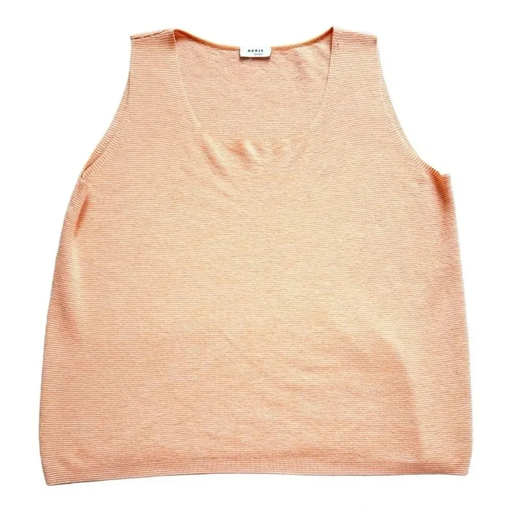 Akris Punto Peach Cream Striped Women's Wool Tank Top